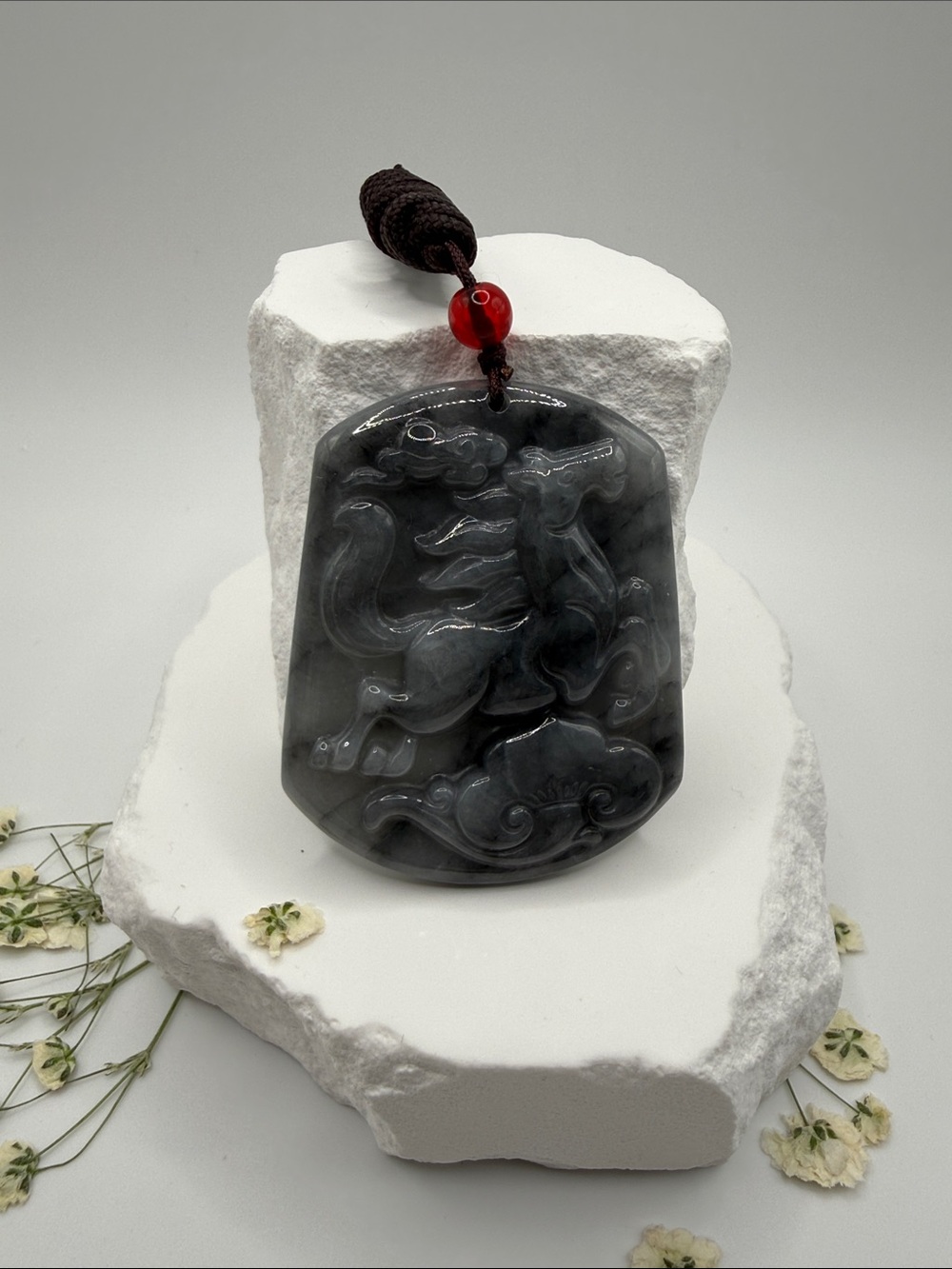 For 2026 Year of the Horse -               Wuji Jade Pendant with Horse Carving